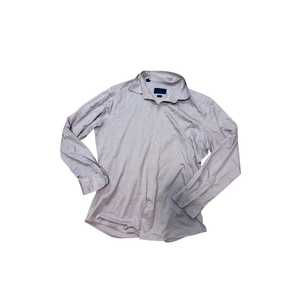 David Donahue Fusion Mens 16 M/L Purple Micro Pattern Cotton Button Down Shirt